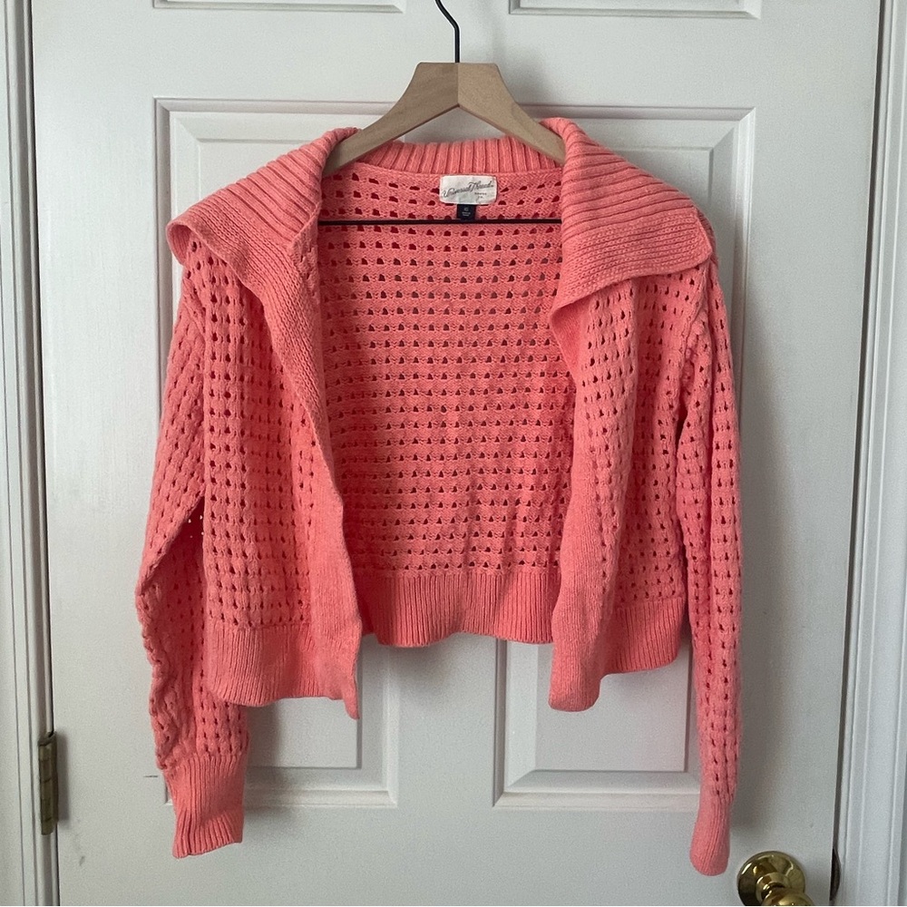 Universal Thread Womens XS Crochet Pink Salmon Coral Sweater